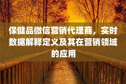 保健品微信营销代理商，实时数据解释定义及其在营销领域的应用