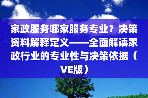 家政服务哪家服务专业？决策资料解释定义——全面解读家政行业的专业性与决策依据（VE版）