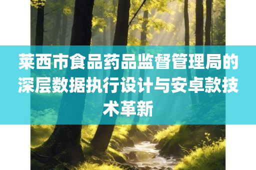 莱西市食品药品监督管理局的深层数据执行设计与安卓款技术革新