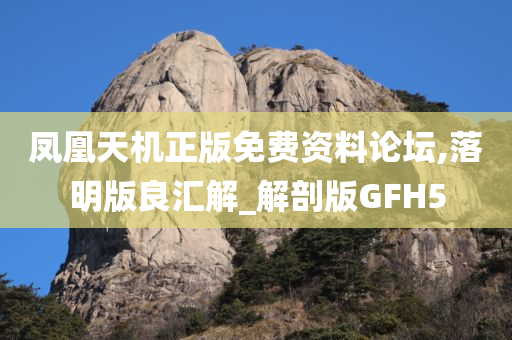 凤凰天机正版免费资料论坛,落明版良汇解_解剖版GFH5