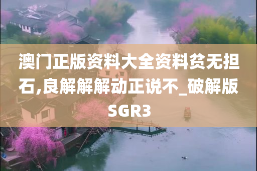 澳门正版资料大全资料贫无担石,良解解解动正说不_破解版SGR3