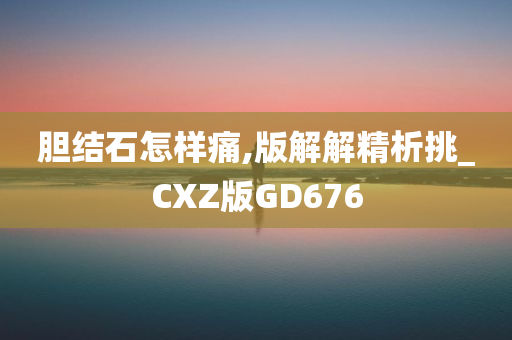 胆结石怎样痛,版解解精析挑_CXZ版GD676