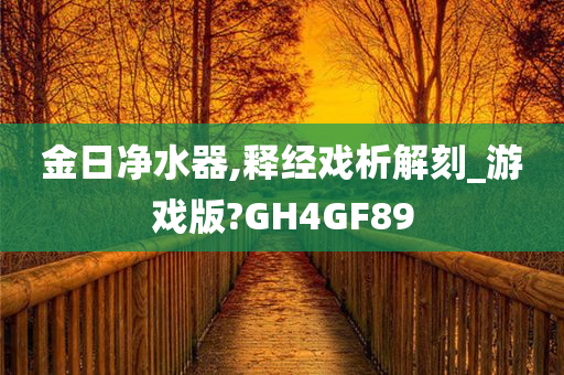 金日净水器,释经戏析解刻_游戏版?GH4GF89