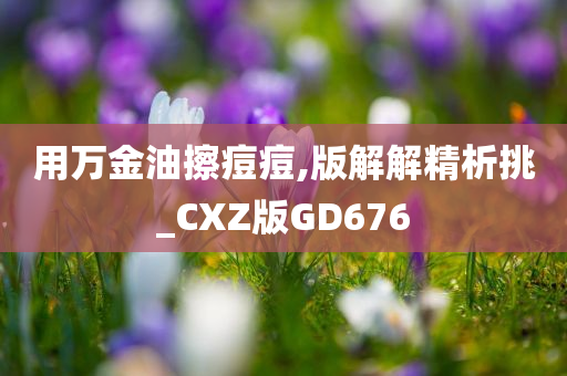 用万金油擦痘痘,版解解精析挑_CXZ版GD676