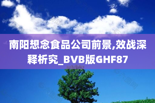 南阳想念食品公司前景,效战深释析究_BVB版GHF87