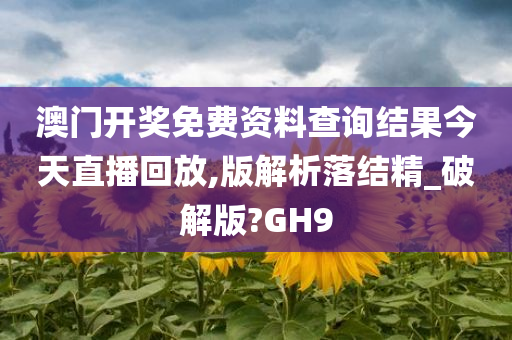 澳门开奖免费资料查询结果今天直播回放,版解析落结精_破解版?GH9