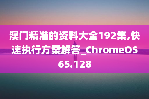 澳门精准的资料大全192集,快速执行方案解答_ChromeOS65.128