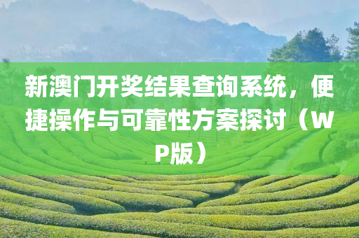 新澳门开奖结果查询系统，便捷操作与可靠性方案探讨（WP版）