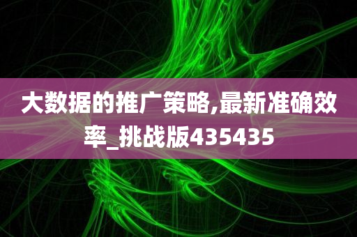 大数据的推广策略,最新准确效率_挑战版435435