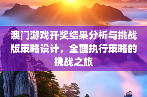 澳门游戏开奖结果分析与挑战版策略设计，全面执行策略的挑战之旅