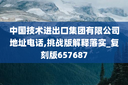 中国技术进出口集团有限公司地址电话,挑战版解释落实_复刻版657687