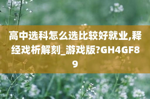 高中选科怎么选比较好就业,释经戏析解刻_游戏版?GH4GF89