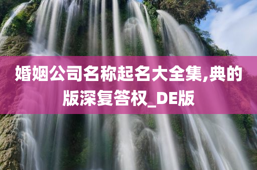 婚姻公司名称起名大全集,典的版深复答权_DE版