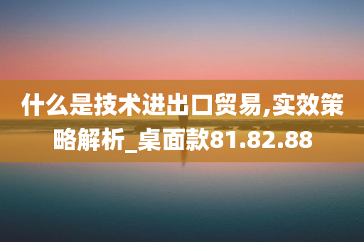 什么是技术进出口贸易,实效策略解析_桌面款81.82.88