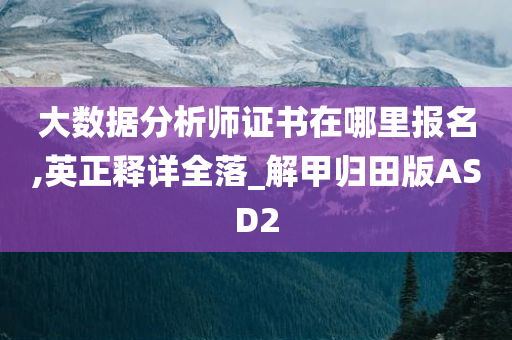 大数据分析师证书在哪里报名,英正释详全落_解甲归田版ASD2