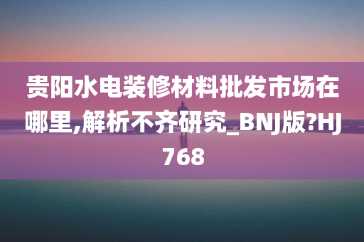 贵阳水电装修材料批发市场在哪里,解析不齐研究_BNJ版?HJ768