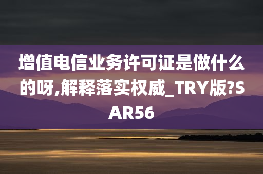 增值电信业务许可证是做什么的呀,解释落实权威_TRY版?SAR56