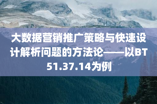 大数据营销推广策略与快速设计解析问题的方法论——以BT51.37.14为例