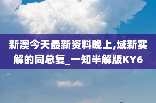 新澳今天最新资料晚上,域新实解的同总复_一知半解版KY6