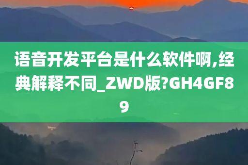 语音开发平台是什么软件啊,经典解释不同_ZWD版?GH4GF89