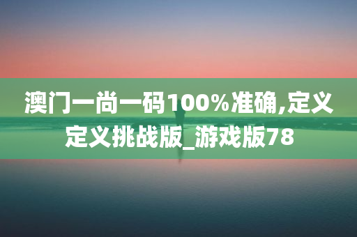 澳门一尚一码100%准确,定义定义挑战版_游戏版78