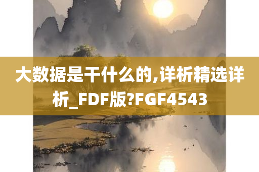 大数据是干什么的,详析精选详析_FDF版?FGF4543