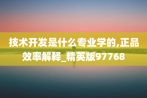 技术开发是什么专业学的,正品效率解释_精英版97768