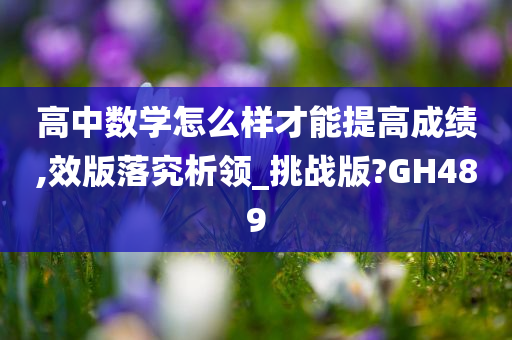 高中数学怎么样才能提高成绩,效版落究析领_挑战版?GH489