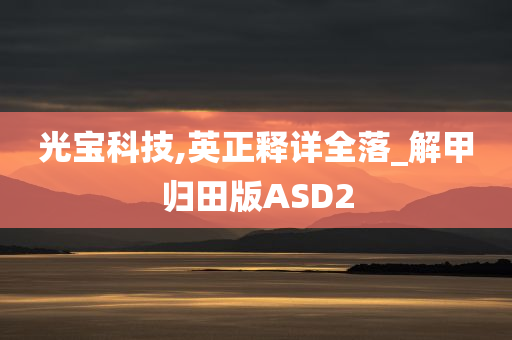 光宝科技,英正释详全落_解甲归田版ASD2