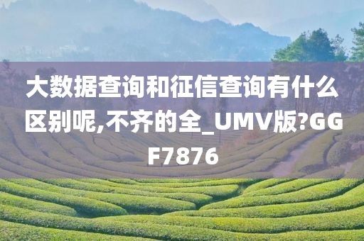 大数据查询和征信查询有什么区别呢,不齐的全_UMV版?GGF7876