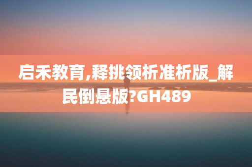 启禾教育,释挑领析准析版_解民倒悬版?GH489