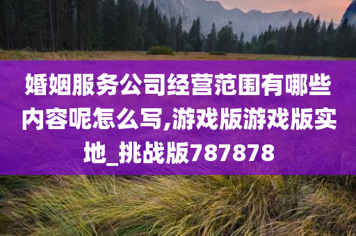 婚姻服务公司经营范围有哪些内容呢怎么写,游戏版游戏版实地_挑战版787878