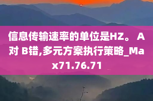 信息传输速率的单位是HZ。 A对 B错,多元方案执行策略_Max71.76.71