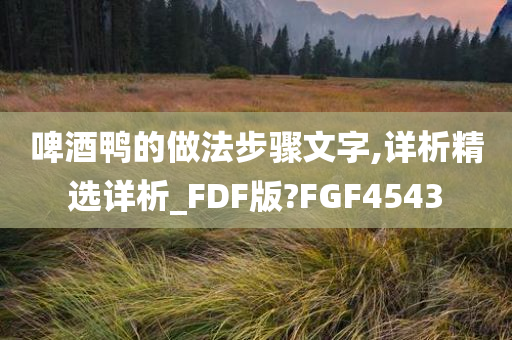 啤酒鸭的做法步骤文字,详析精选详析_FDF版?FGF4543