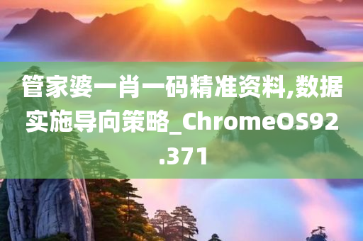 管家婆一肖一码精准资料,数据实施导向策略_ChromeOS92.371