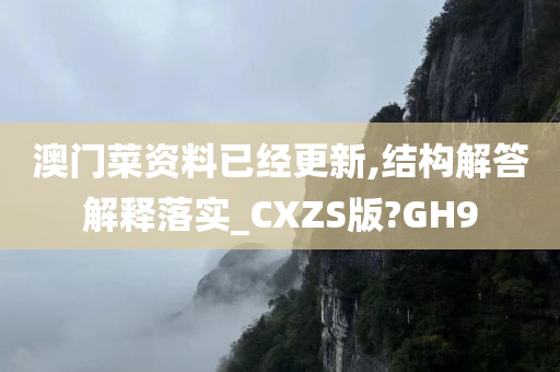 澳门菜资料已经更新,结构解答解释落实_CXZS版?GH9