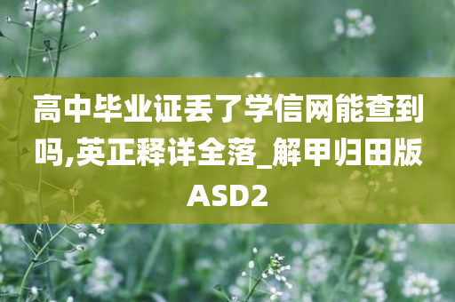 高中毕业证丢了学信网能查到吗,英正释详全落_解甲归田版ASD2