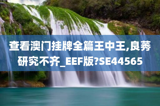 查看澳门挂牌全篇王中王,良莠研究不齐_EEF版?SE44565