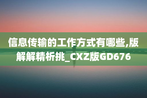 信息传输的工作方式有哪些,版解解精析挑_CXZ版GD676