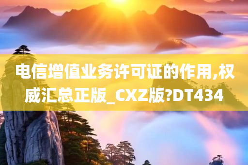 电信增值业务许可证的作用,权威汇总正版_CXZ版?DT434