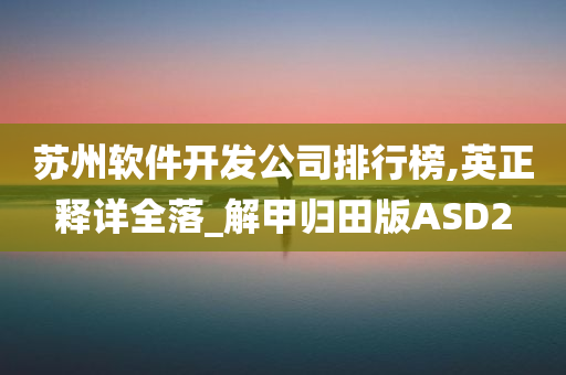 苏州软件开发公司排行榜,英正释详全落_解甲归田版ASD2