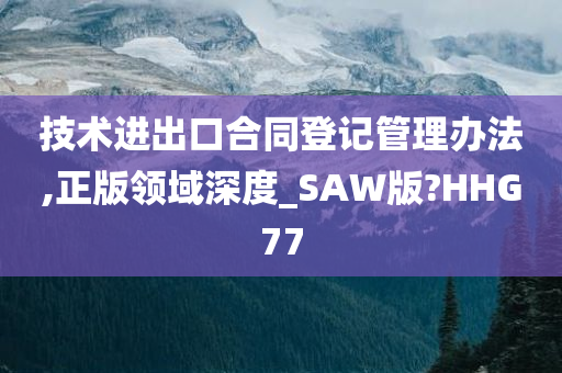 技术进出口合同登记管理办法,正版领域深度_SAW版?HHG77