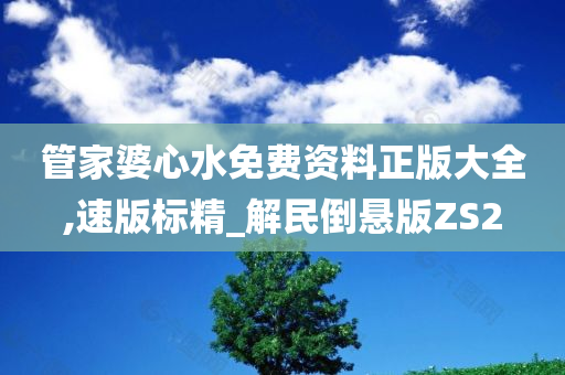 管家婆心水免费资料正版大全,速版标精_解民倒悬版ZS2