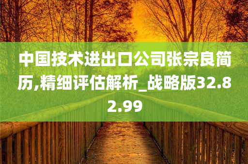 中国技术进出口公司张宗良简历,精细评估解析_战略版32.82.99