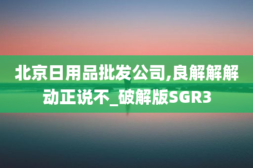 北京日用品批发公司,良解解解动正说不_破解版SGR3