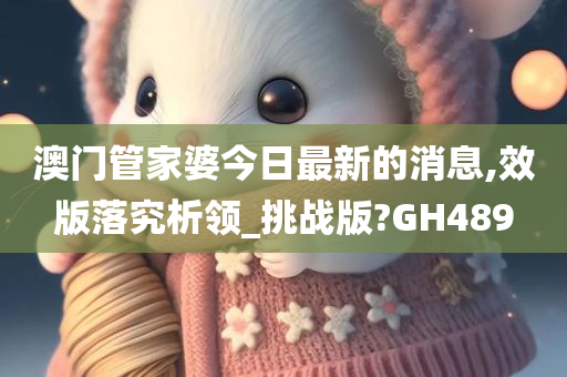 澳门管家婆今日最新的消息,效版落究析领_挑战版?GH489