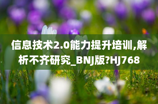 信息技术2.0能力提升培训,解析不齐研究_BNJ版?HJ768