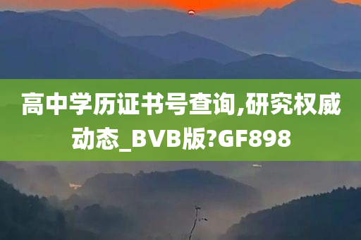 高中学历证书号查询,研究权威动态_BVB版?GF898