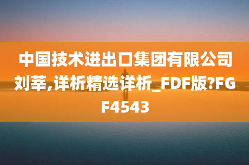 中国技术进出口集团有限公司刘莘,详析精选详析_FDF版?FGF4543