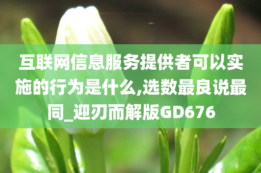 互联网信息服务提供者可以实施的行为是什么,选数最良说最同_迎刃而解版GD676